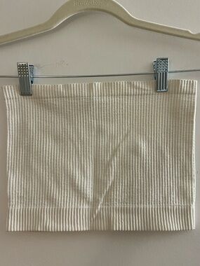 Free People Cream Ribbed Crop Tube Top
